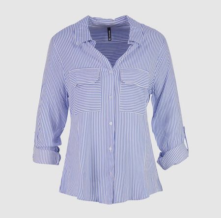 ⭐️CHICOREE⭐️ 2 Gestreifte Viskose Hemden Blusen Blau Lila M
