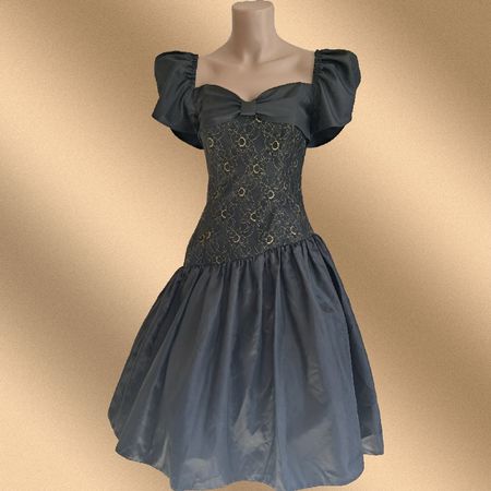 Vintage Cocktailkleid Abendkleid Gr. 38 schwarz gold Astor