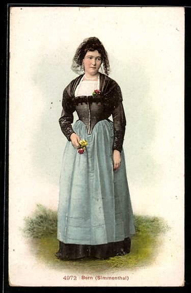 Cartoline postali: AK Simmenthal / Bern, Frau in Tracht – Usato da Berlin venduto da bartko-reher