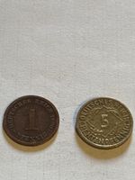 Deutsche Reich Münzen 1 & 5 Pfennig 1890 / 1924