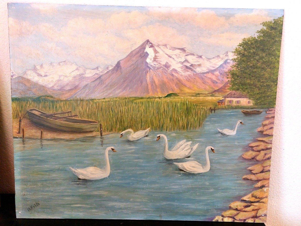 Dipinti: Vintage Öl Gemaelde Schweizer Landschaft 56x46cm – Usato da Horgen venduto da zur_jq85