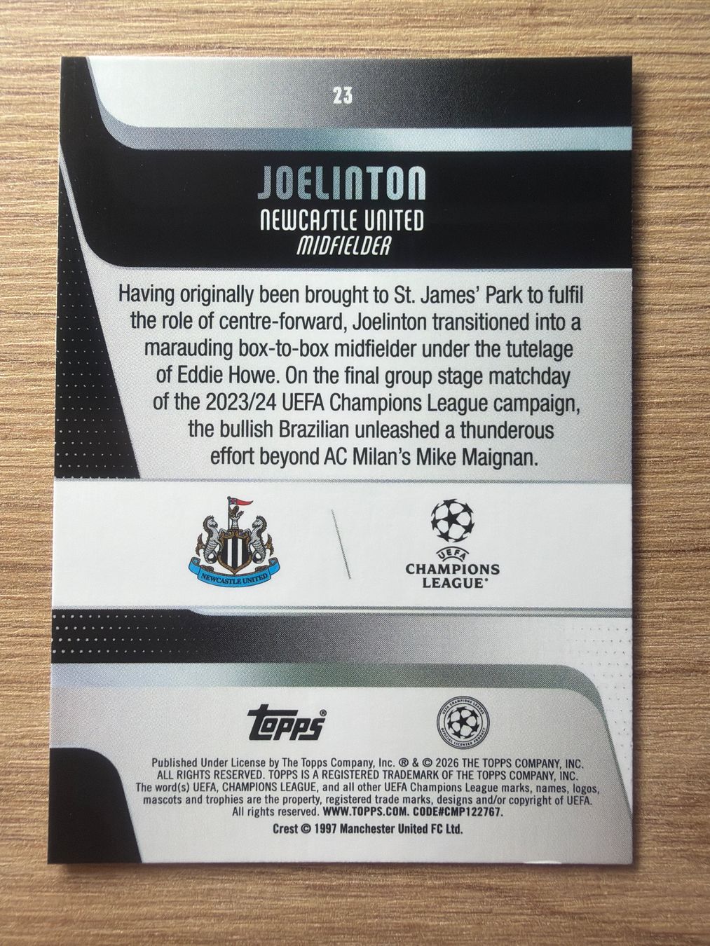 Topps Carte collezionabili: Soccer Joelinton BLUE FLOWFRACTOR Topps 25/26 – Usato da Netstal venduto da Clutch79Cardz 1
