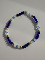 Elegantes Damenarmband, blau-weiss-goldig, neuwertig