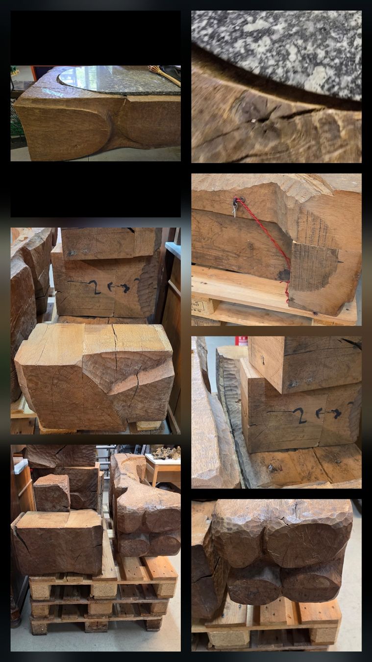 Tavoli: Einzigartig Holzskulptur Eiche Salontisch mit Granit Platte – Usato da Wittenbach venduto da gruezi-schwiz 7