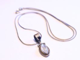Vintage Silber Damen Anhänger an 925 Silber Halskette Italy