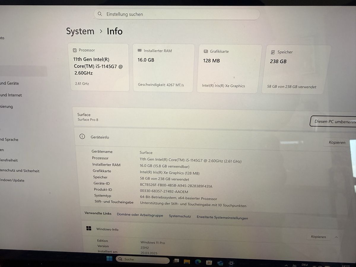 Microsoft Notebooks: Microsoft Surface Pro 8, 256 GB SSD, 16 GB RAM – Gebraucht aus Diepoldsau von Risa-94 2