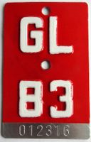 Velonummer Glarus 1983 GL 83