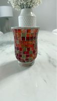Photophore mosaïque en verre rouge / Windlicht Glas Mosaik