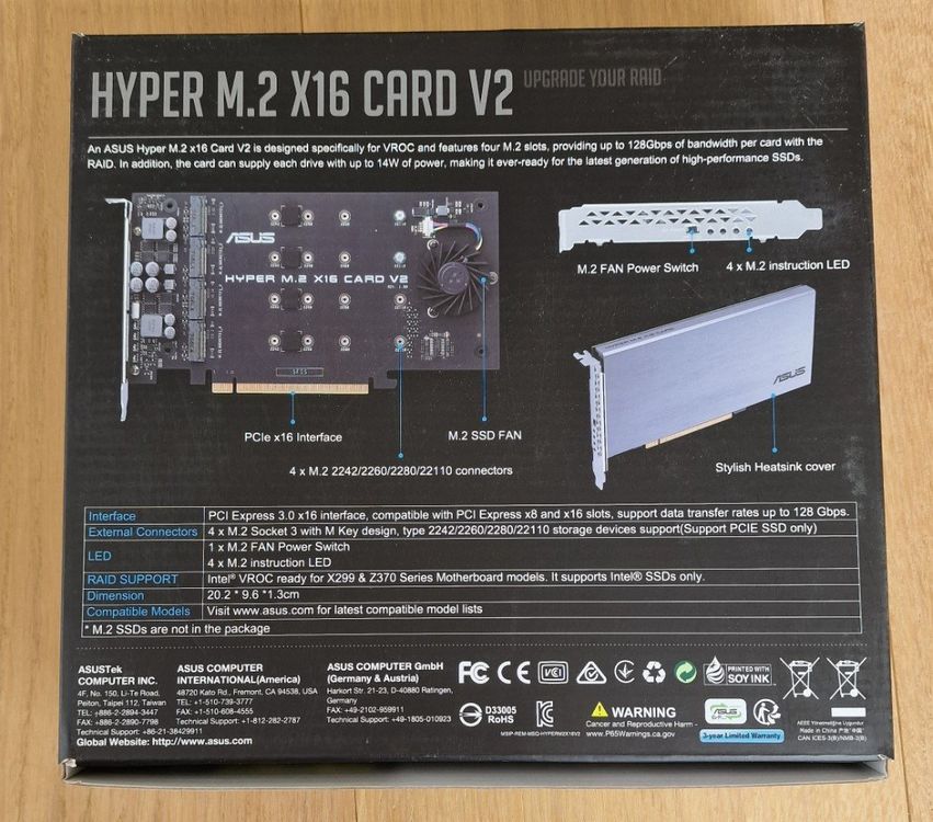 Asus Hyper M2 X16 Card V2 Pci Express Karte Bis 4 M2 Kaufen Auf Ricardo 4356