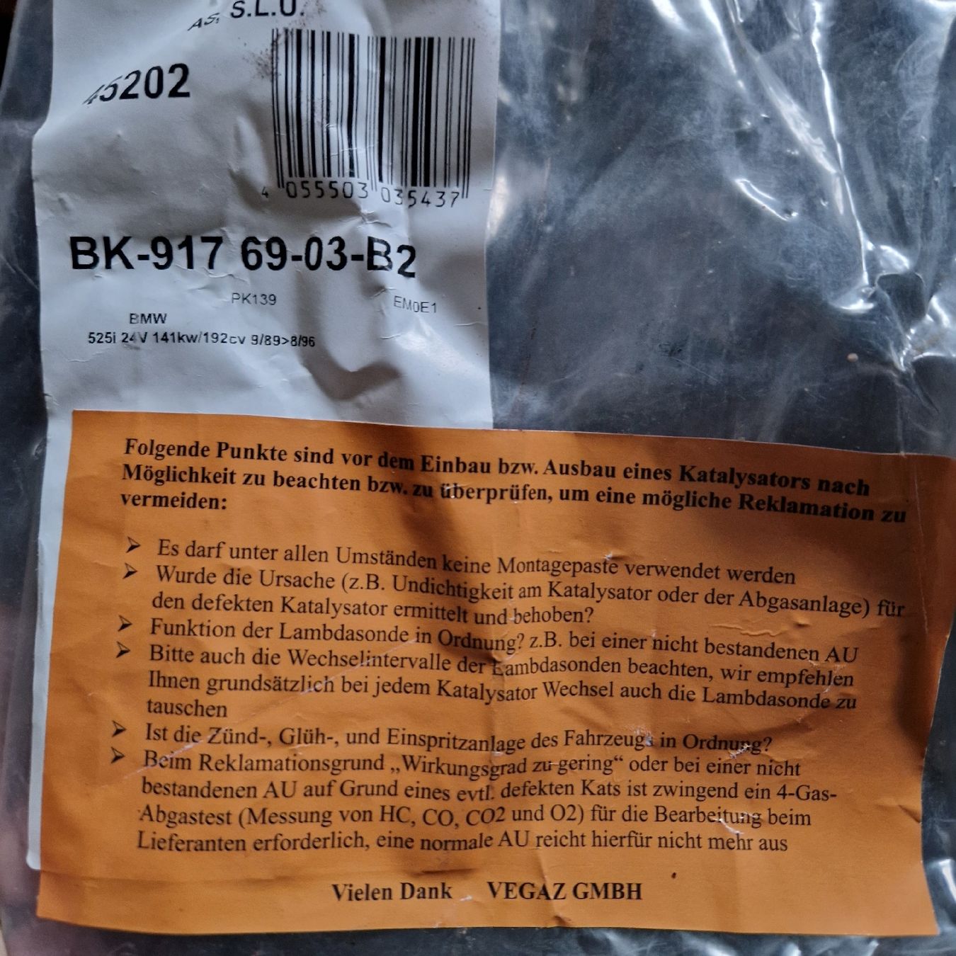 BMW Sistemi di scarico: Katalysator NEU BMW E34 525i – Nuovo e nell'imballaggio originale da Rickenbach LU venduto da Samuel6221 5