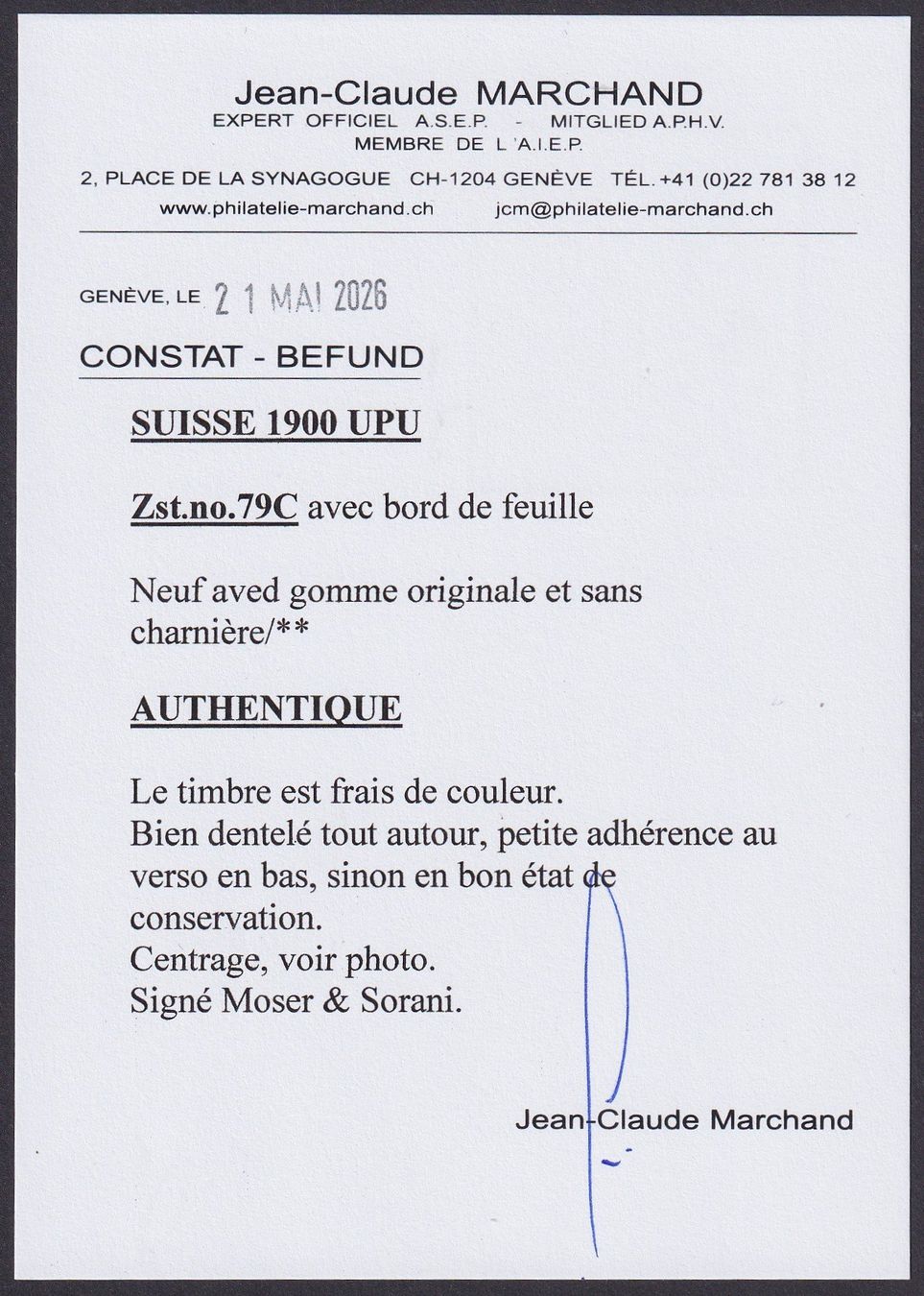Tutti i francobolli: 79C, wunderschönes ** postfrisches Stück +Bogenrand, 2000.-+ – Usato da Sursee venduto da Luzernerraute 2