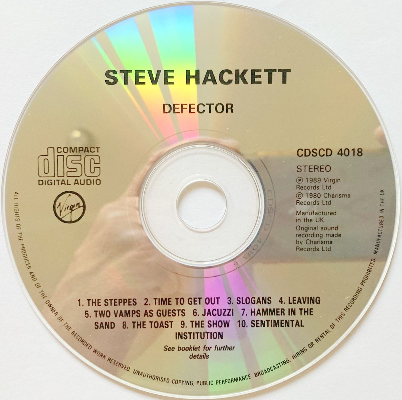 CD: GENESIS / STEVE HACKETT - DEFECTOR – Usato da Bottens venduto da hotter-than-hell 2