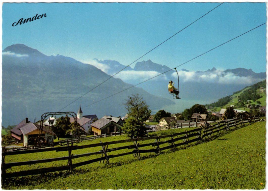 Cartoline postali: Amden - Sessellift – Usato da Binningen venduto da Mountainrider