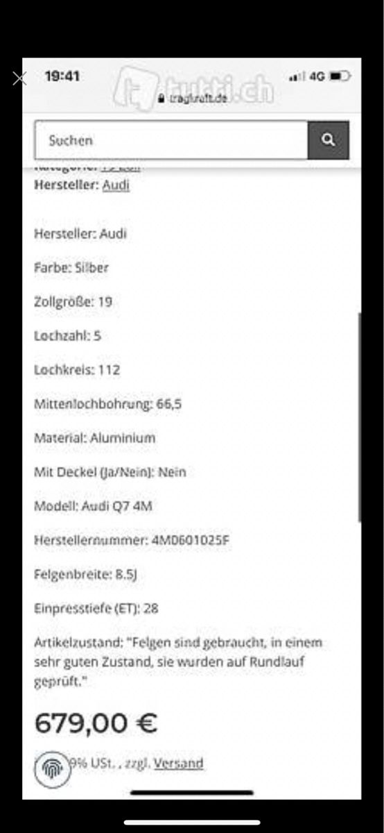 Audi Felgen: AUDI Q7 Felgen NEU – Neu und originalverpackt aus Oetwil am See von CarParts 2