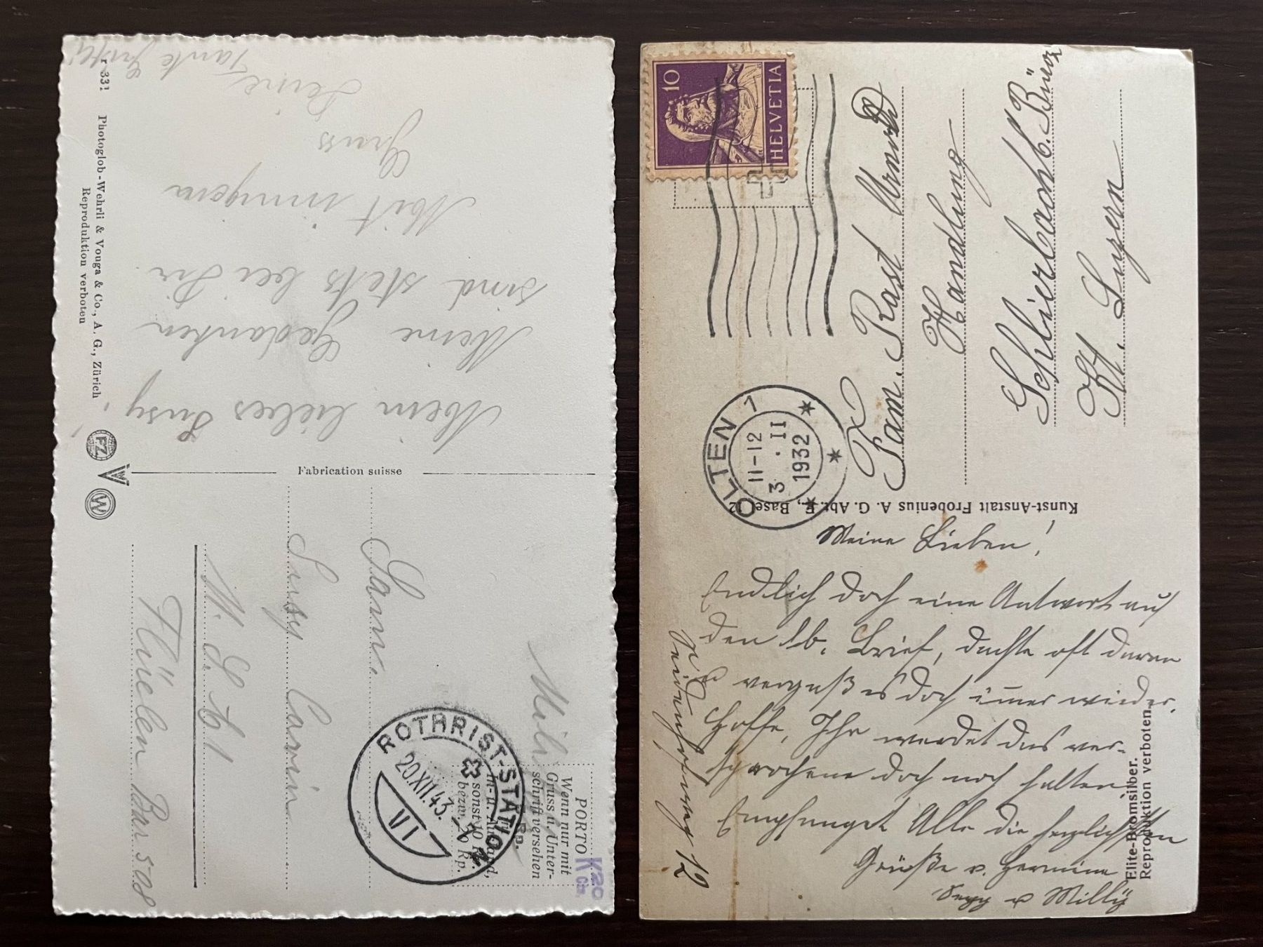 Cartoline postali: OLTEN 2 Ansichtskarten Kirche St. Martin / St. Martinskirche – Usato da Wald ZH venduto da TLILEF 1