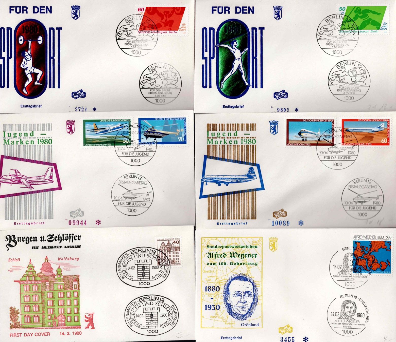 Tutti i francobolli: 6 Erstagsbrief Berlin 1980 – Usato da Koblenz venduto da Markenhimmel