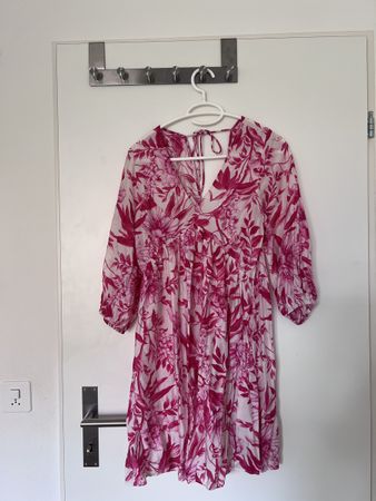 H&M Kleid, Gr. XS, Sommerkleid, Blumenmuster, Pink/Weiss