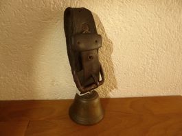 antike schöneMessing Ziegenglocke mit originalem Lederriemen