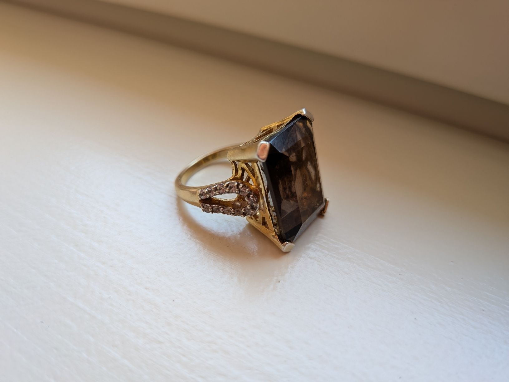 Anelli: Silver gold plated ring with quartz - size 52 – Usato da Lachen SZ venduto da joa_rf9n 4