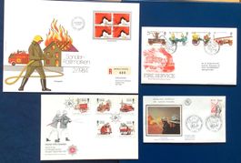 1974 - 1991 / 4 FDC Feuerwehrautos - Feuerwehrleute