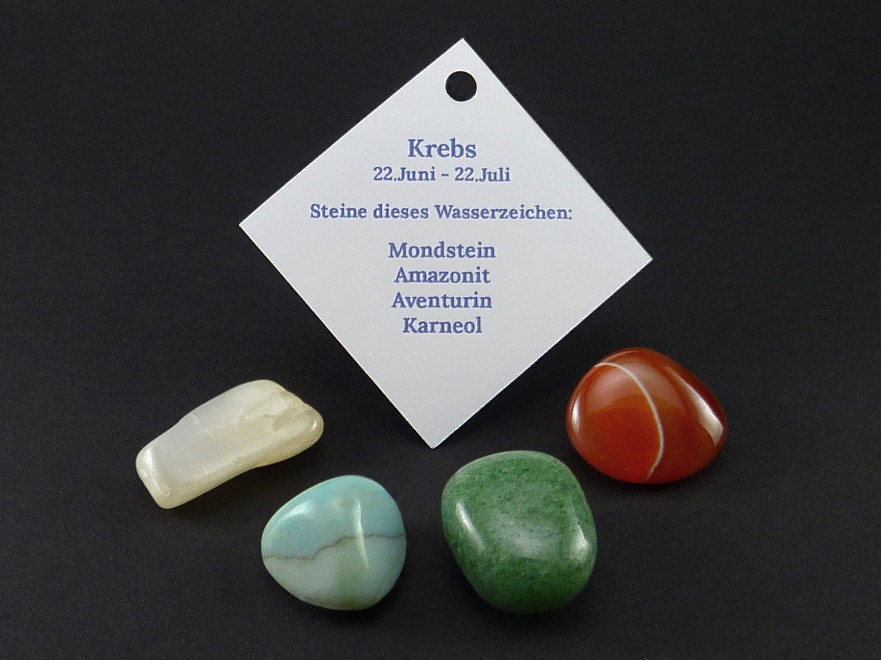 Minerali & Pietre curative: Sternzeichen Steine Krebs/Cancer – Nuovo e nell'imballaggio originale da Meilen venduto da StoneGarden 1