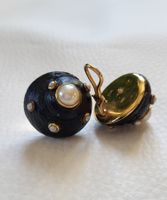 Gold 585 Massiv Muschel Ohrclips mit Perlen