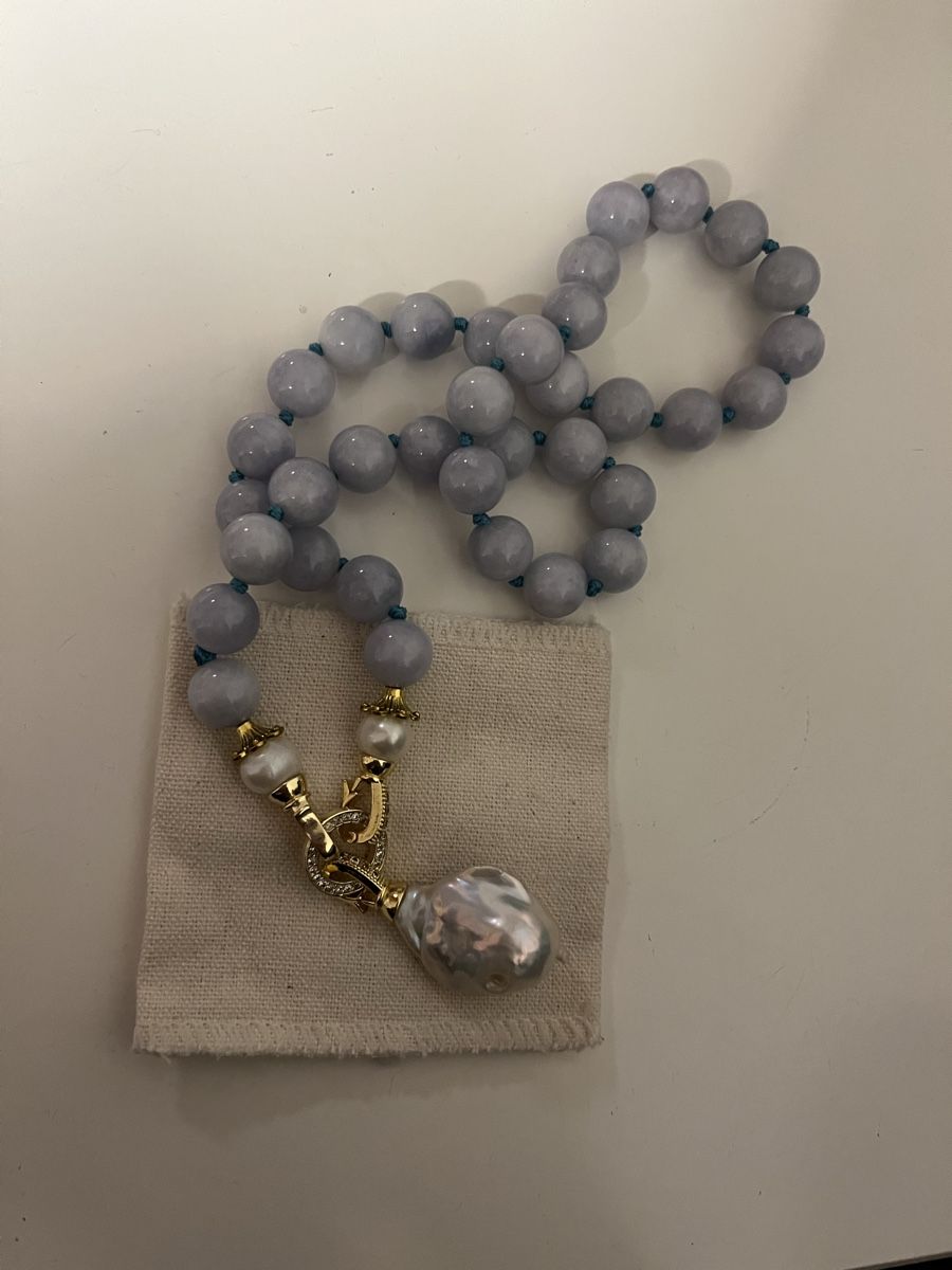Catenine: Vintage Aquamarin Collier mit Barokperle – Usato da Thalheim venduto da karmabis_ 1