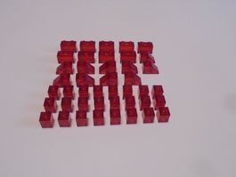 LEGO - DIVERSE - ROTE - TRANSPARENTE - STEINE