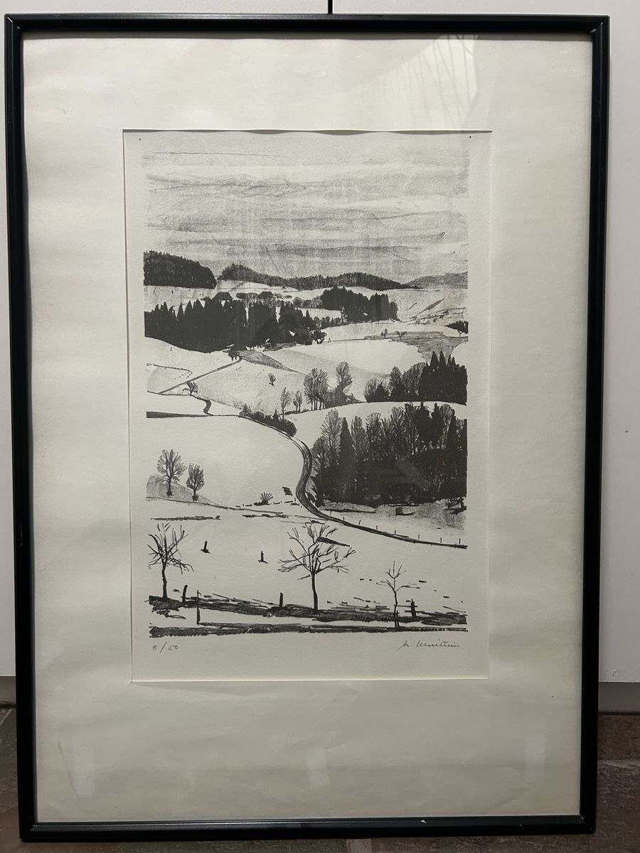 Grafica & Litografie: Original Winter Lithographie Schweizerkünstler H. Scheitlin – Usato da Zollikon venduto da Moira55