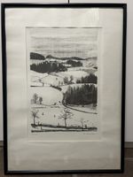 Original Winter Lithographie Schweizerkünstler H. Scheitlin