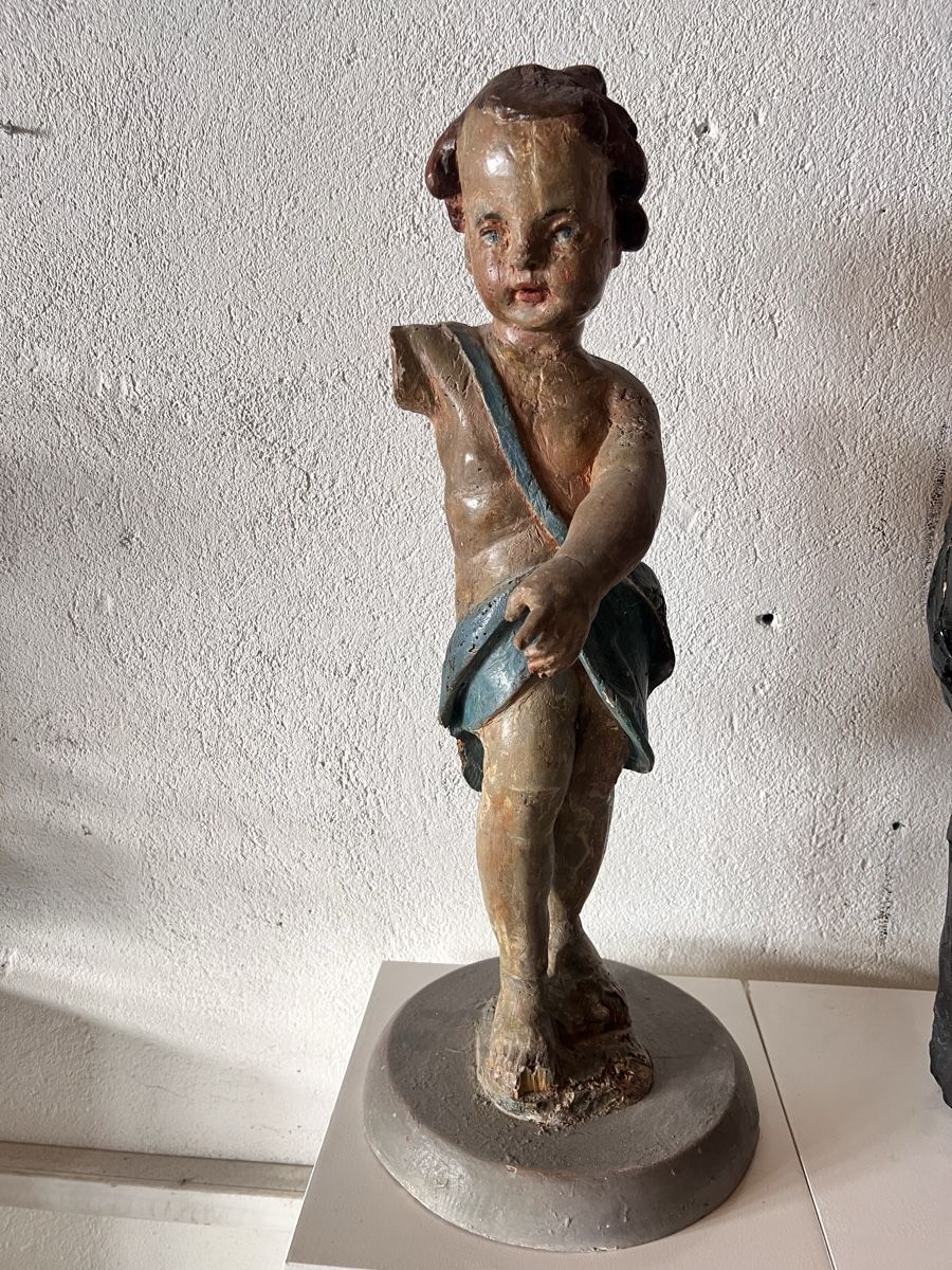 Skulpturen & Statuen: Chérubin putto bois polychrome 17/18 ème siècle – Gebraucht aus Vétroz von Chrisbad60