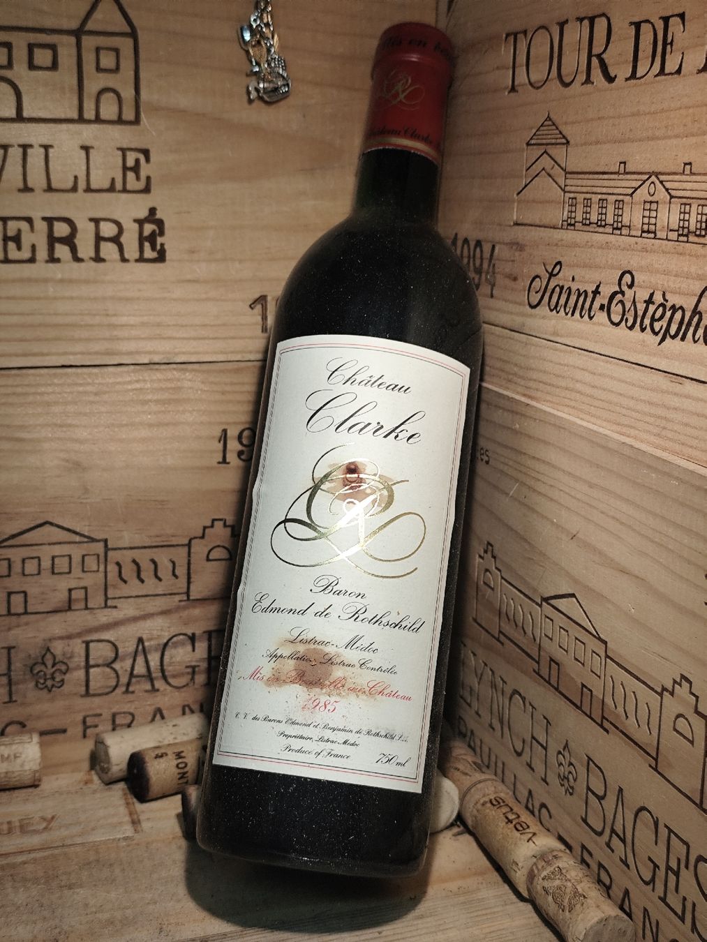 Vino: 1985 Chateau Clarke Listrac-Medoc – Nuovo e nell'imballaggio originale da Büsserach venduto da Vintage-vins 4