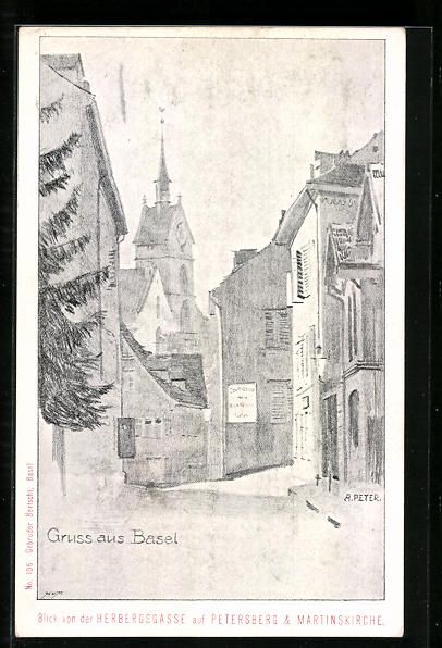 Cartoline postali: Basel, Strassenpartie mit Uhrturm – Usato da Berlin venduto da bartko-reher