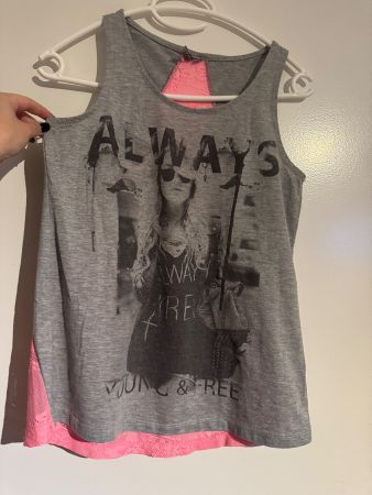Graues Sommer Top mit Spitze, Grösse S