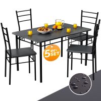 Essgruppe + 4 Stühle 110x68cm Anthrazit Holz Esszimmer Küche
