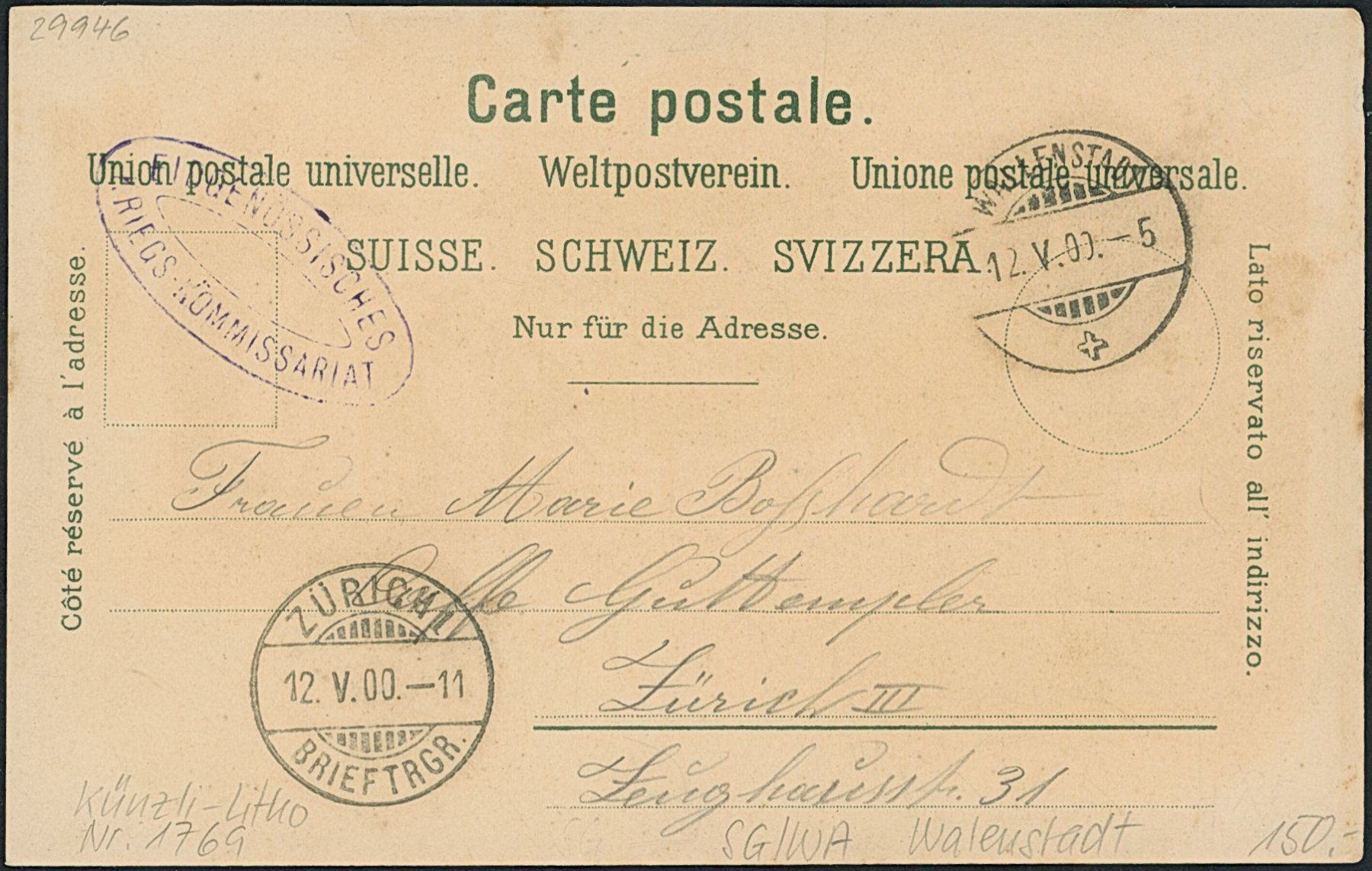 Cartoline postali: SG Walenstadt - Litho - Militär – Usato da Schindellegi venduto da leecollect 1