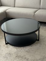 Runder Couchtisch schwarz Glas Schwarz Metall neuwertig