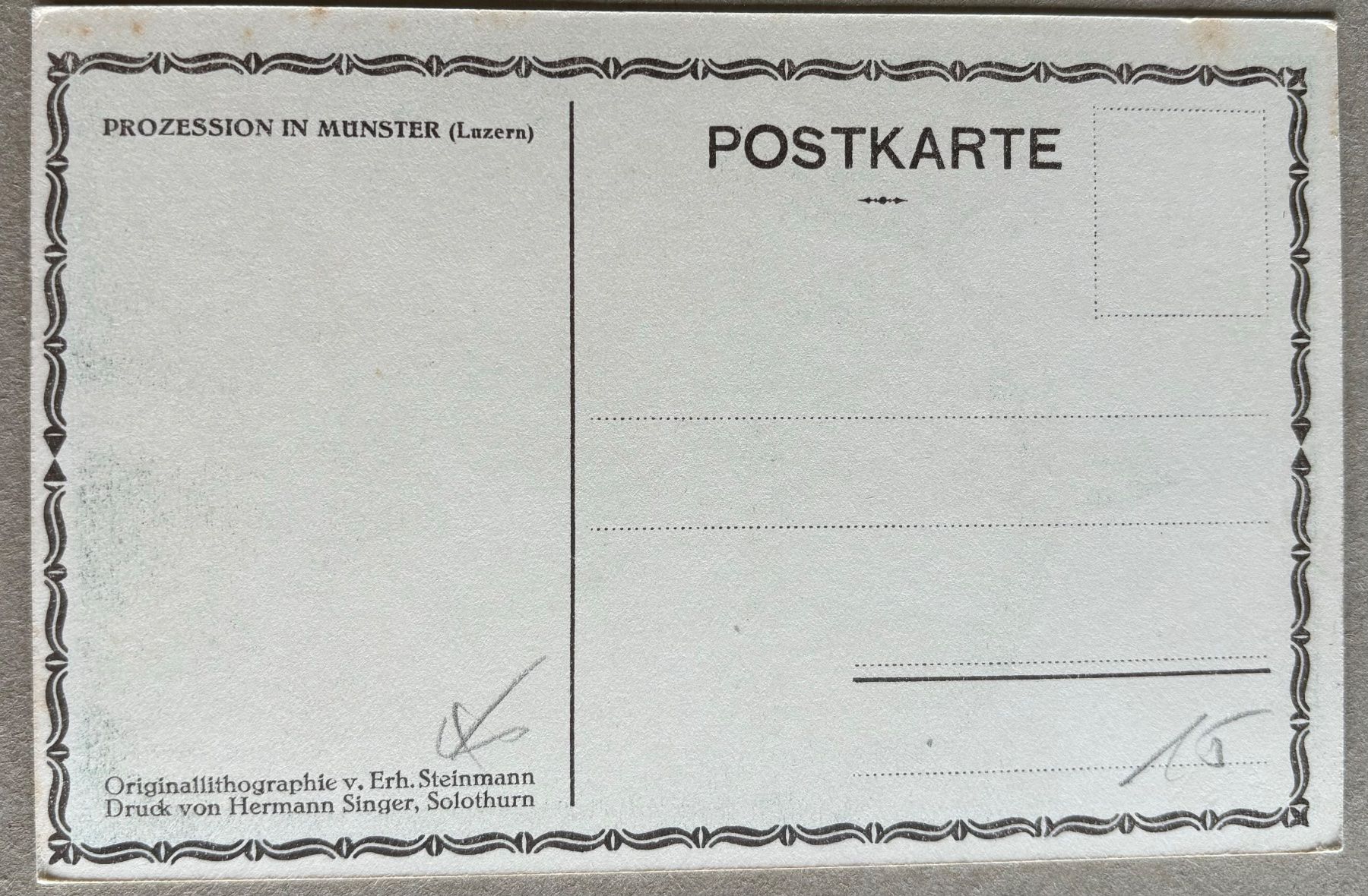 Ansichtskarten: Münster LU, Prozession, Litho – Gebraucht aus Frauenfeld von Merk52 1