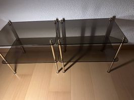 2 Nachttische aus Rauchglas