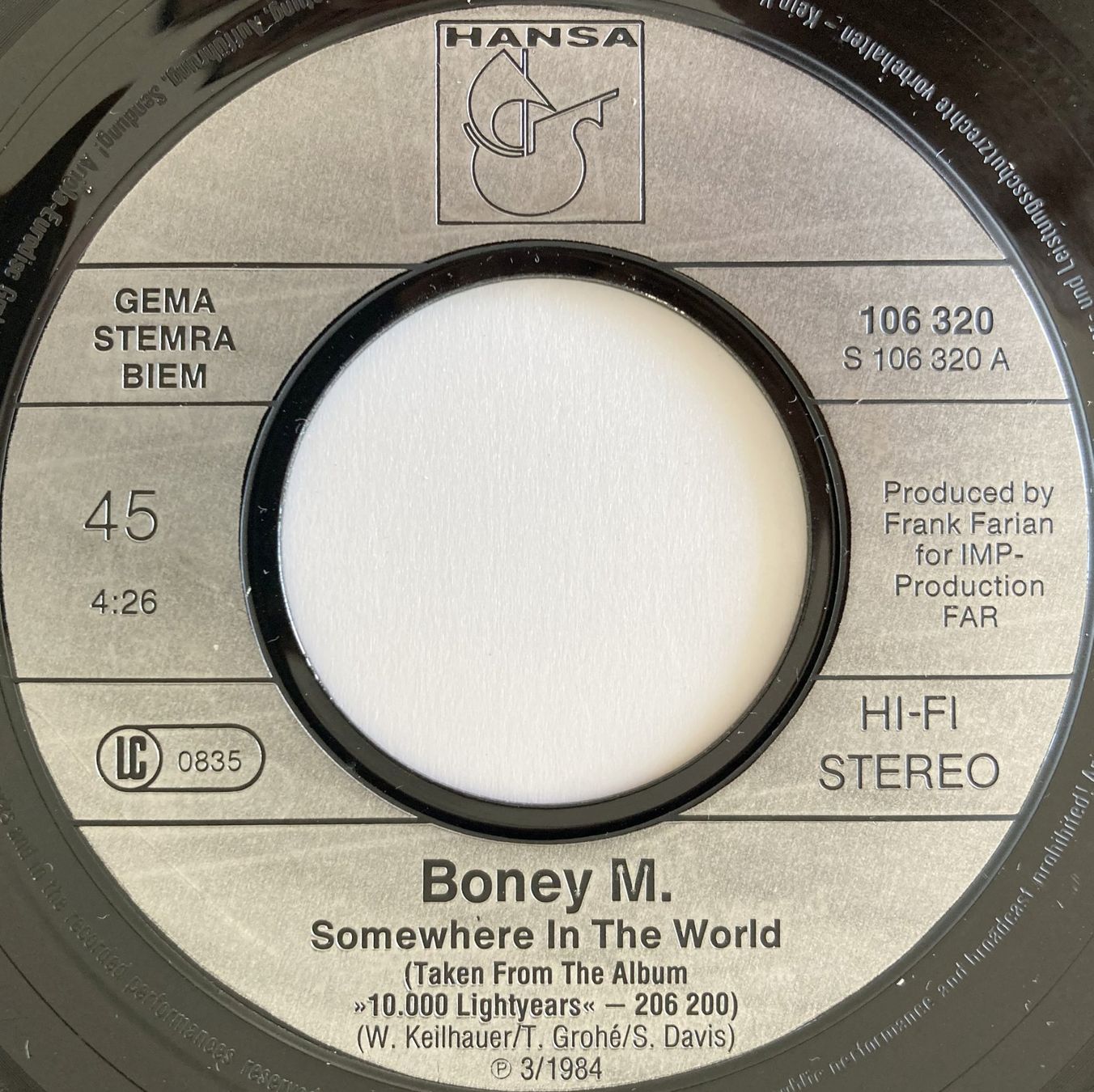 Schallplatten: BONEY M. - SOMEWHERE IN THE WORLD – Gebraucht aus Bottens von hotter-than-hell 2