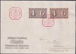 1943, W14+258 Jubiläumsblock Ausschnitte auf LUXUS-BRIEF !