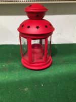 Rote Windlicht  mit Sternen - Deko Balkon und Co
