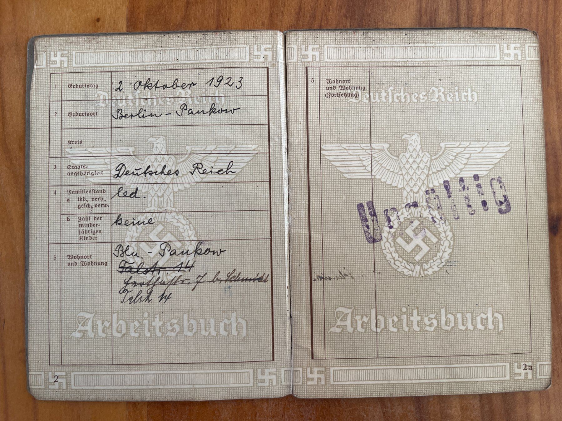Documenti: Original Arbeitsbuch Deutsches Reich 1935 – Usato da Siblingen venduto da Woltersdorf50 1