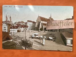 Ansichtskarte Basel Barfüsserplatz mit Frankatur Helvetia 5 