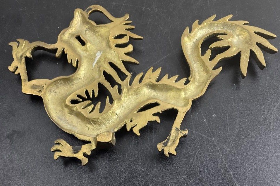 Figurines: Goldener chinesischer Drache aus massivem Messing – D'occasion à Flums par Flumsantik 4