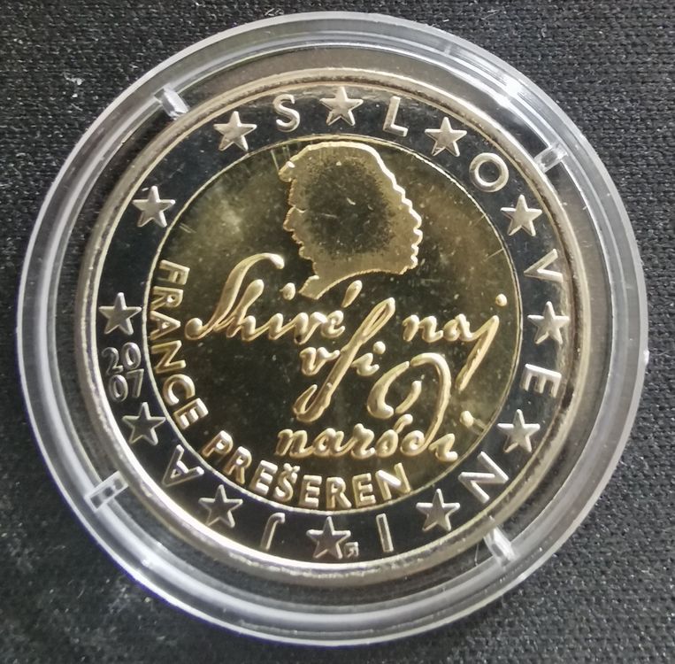 2 Euro Munze Slowenien France Preseren 2007