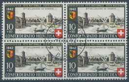 1942 - Pro Patria - Viererblock - Abart - gestempelt