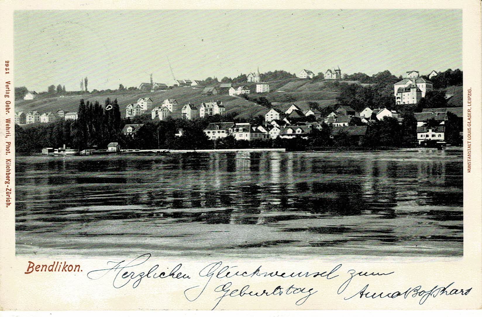 Ansichtskarten: BENDLIKON ZH gel. 1902! – Gebraucht aus Hergiswil NW von Kartenfrau