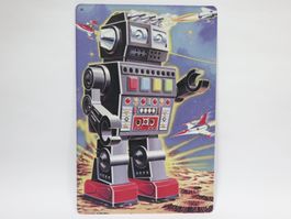 Blechschild Roboter Talking Robot Space