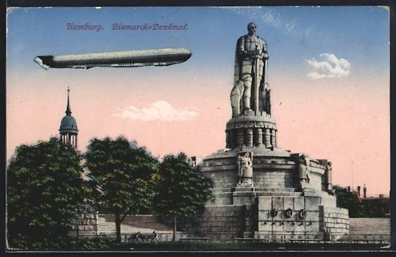 Bilder & Poster: Hamburg, Bismarck-Denkmal mit Zeppelin i – Gebraucht aus Berlin von bartko-reher